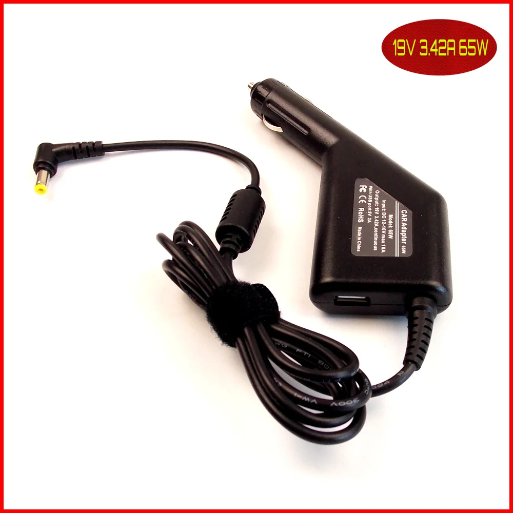 Laptop DC Power Car Adapter Charger 19V 3.42A + USB Port for Acer Aspire 9110 9112 9114 9103 5633 5634 5650 5670 5672 |