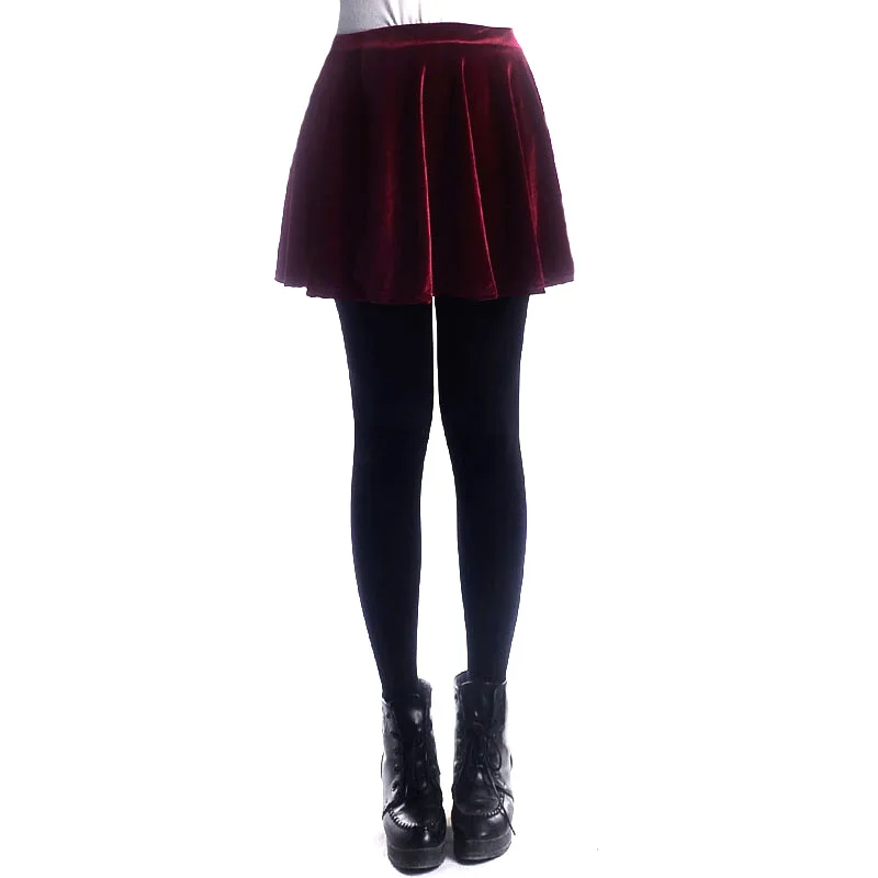 Женская Бархатная мини-юбка винтажная плиссированная с высокой талией для