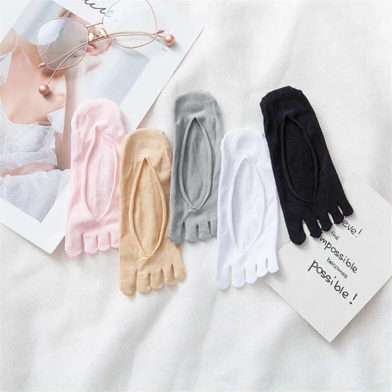 5 Pair Women Five Toe Socks Spring Summer And Autumn Fashion Short Sock Woman's And Ladies 5 Finger Cotton Boat Socks