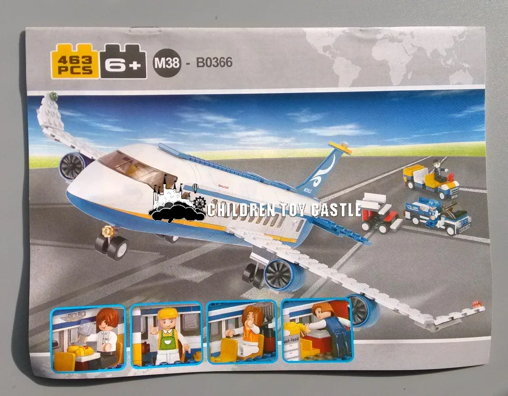 B0366 синий самолета Airbus Модель Строительство Конструкторы 483 шт./компл. DIY