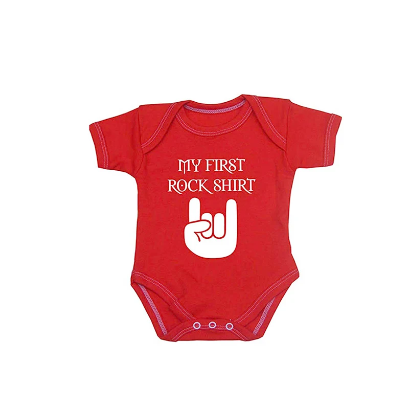 

Ysculbutol Newborn Baby Bodysuit My First Rock Shirt Clothes Bodysuit Infant black and red 0-12m