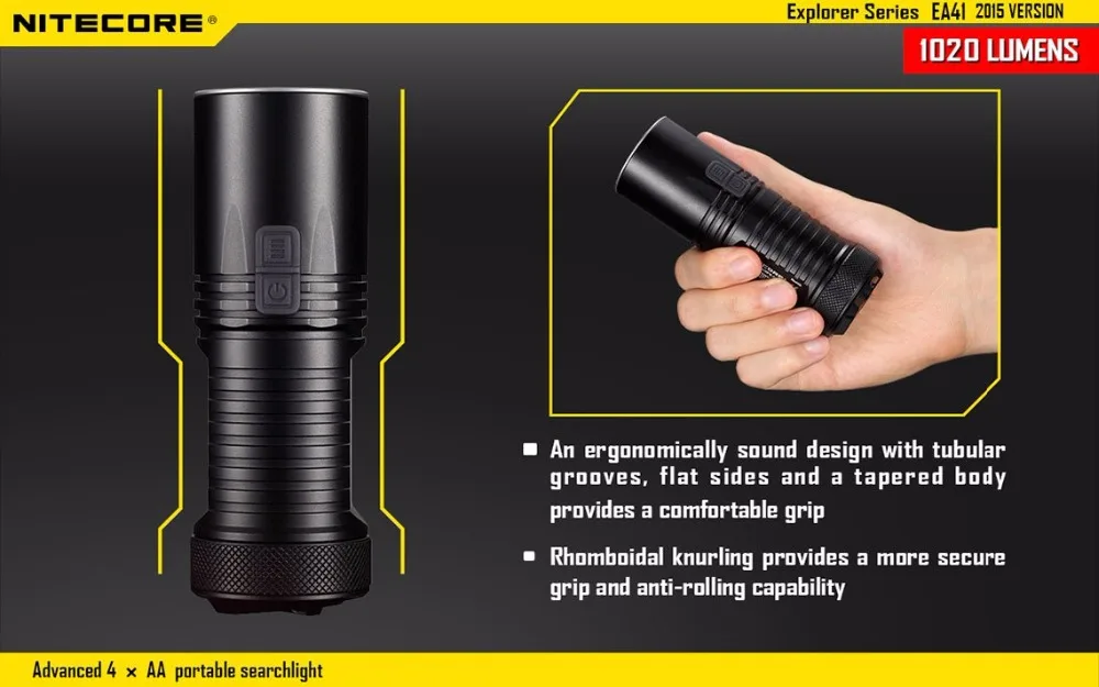 Аккумуляторный Фонарь NITECORE EA41 EA41W CREE XM-L2 U2 светодиодный Макс. 1020 люмен расстояние луча 335 м водонепроницаемый фонарь