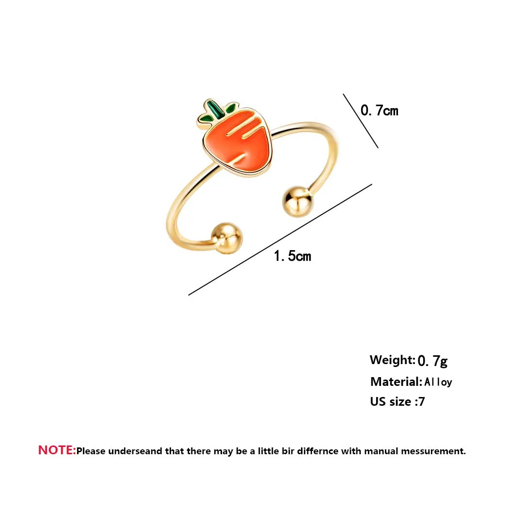 

Lovely Carrot Rings For Women Cute Orange Enamel Open Ring Finger Cartoon Bague For Kids Girls Baby Jewelry