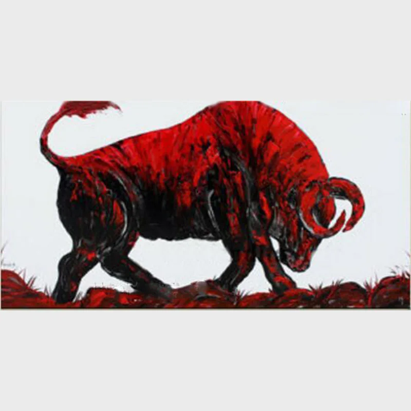 Высокое Качество ручная роспись Killer Black Mad Bull гостиная настенная живопись маслом