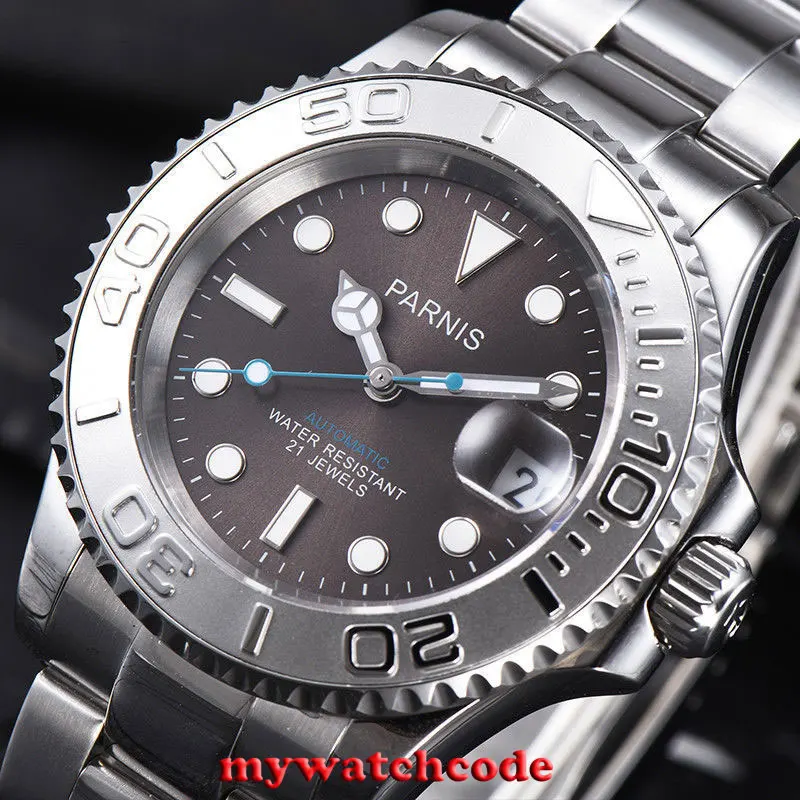 

41mm Parnis gray dial Ceramic bezel 21 jewels miyota 8215 automatic mens watch