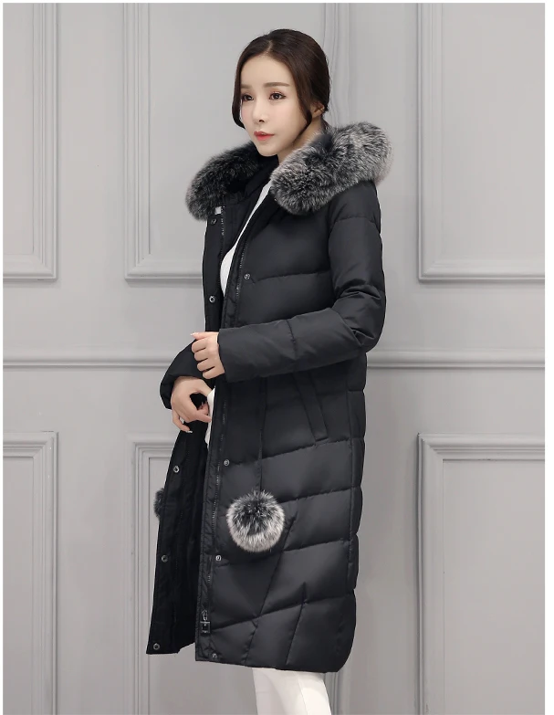 Корейская мода зимнее женское пальто из натурального большого лисьего меха на