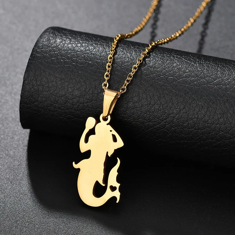 style 1 gold Очаровательный из нержавеющей стали Русалка ожерелье для женщин золотого цвета танец ожерелье принцессы подарок на день рождения - Окраска металла: style 1 gold
