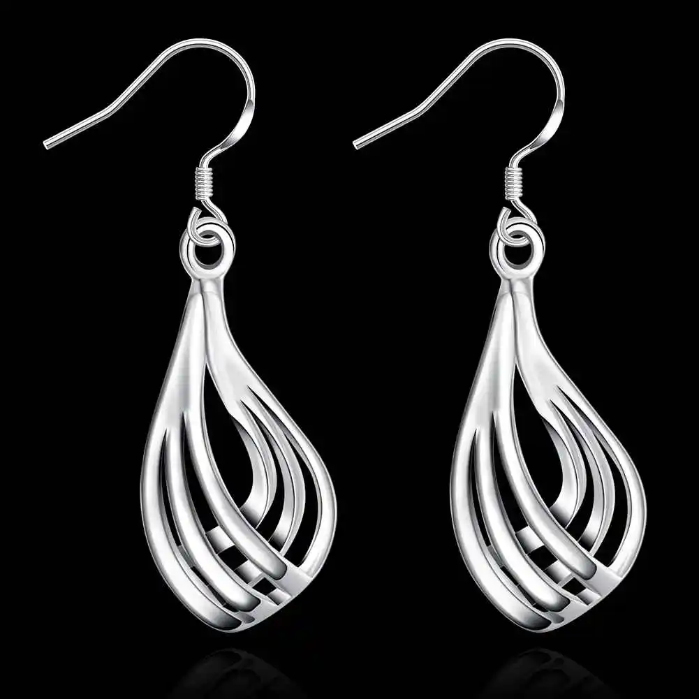 Хит продаж новинка распродажа посеребренные серьги гофрированные три провода