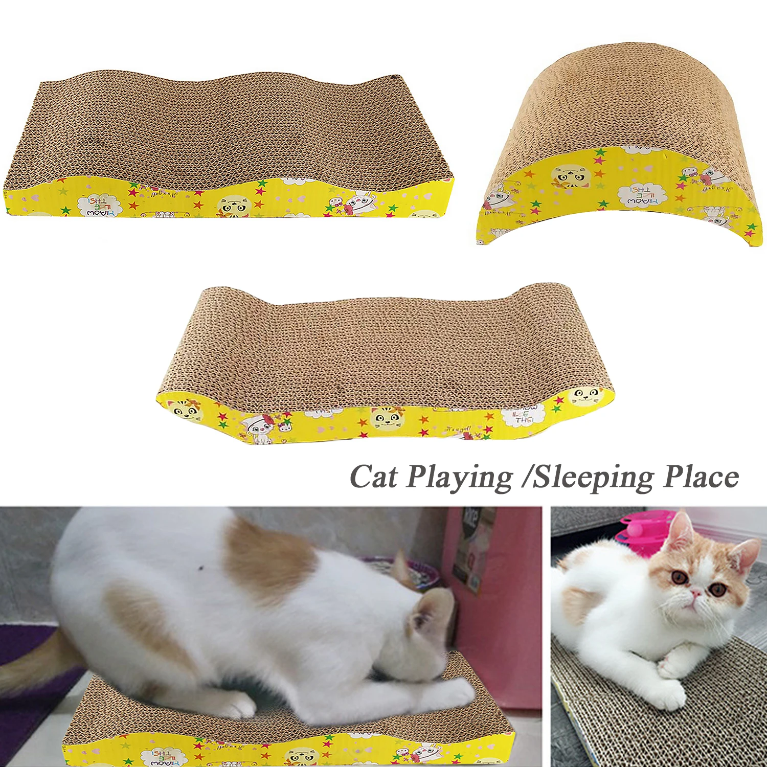 

Behogar Pet Cat Kitten Toys Cat Scratch Board Pad Corrugate Paper Scratching Scratcher Cardboard Pad Playing Toys with Catnip