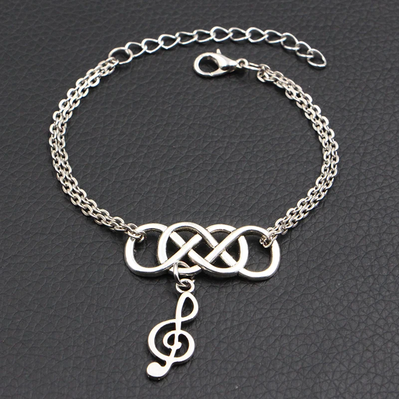 Double Infinity Новая подвеска в форме ноты браслеты античное серебро Сделай своими руками ручной работы Бесконечность любовь амулеты Браслеты Женские Модные ювелирные изделия - Окраска металла: Double Infinity