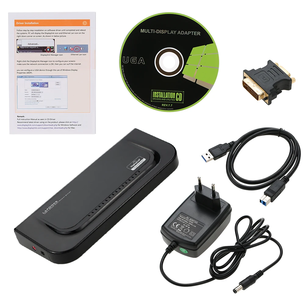 

USB 3.0 Universal Docking Station with Dual Video Monitor Display DVI VGA Gigabit Ethernet for MacBook Ultrabook Laptop Desktop