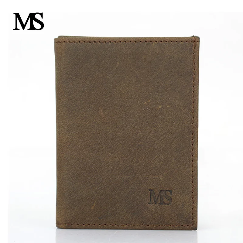 Кошелек MS из натуральной кожи высокого качества Мужской винтажный тонкий