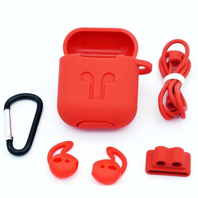 5 в 1 силиконовый чехол для Airpods наушники беспроводные Bluetooth Рукав Протектор Чехол