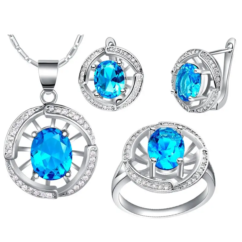 Акционная цена крутые Ювелирные наборы из белого золота для женщин свадебное