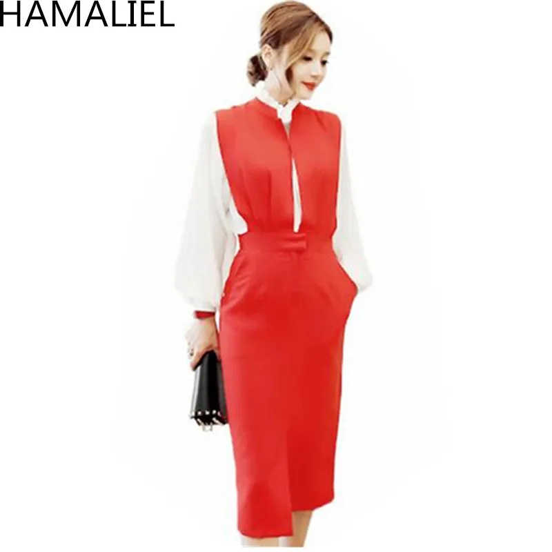 HAMALIEL/Новый Модный осенний комплект из двух предметов 2018 деловая шифоновая