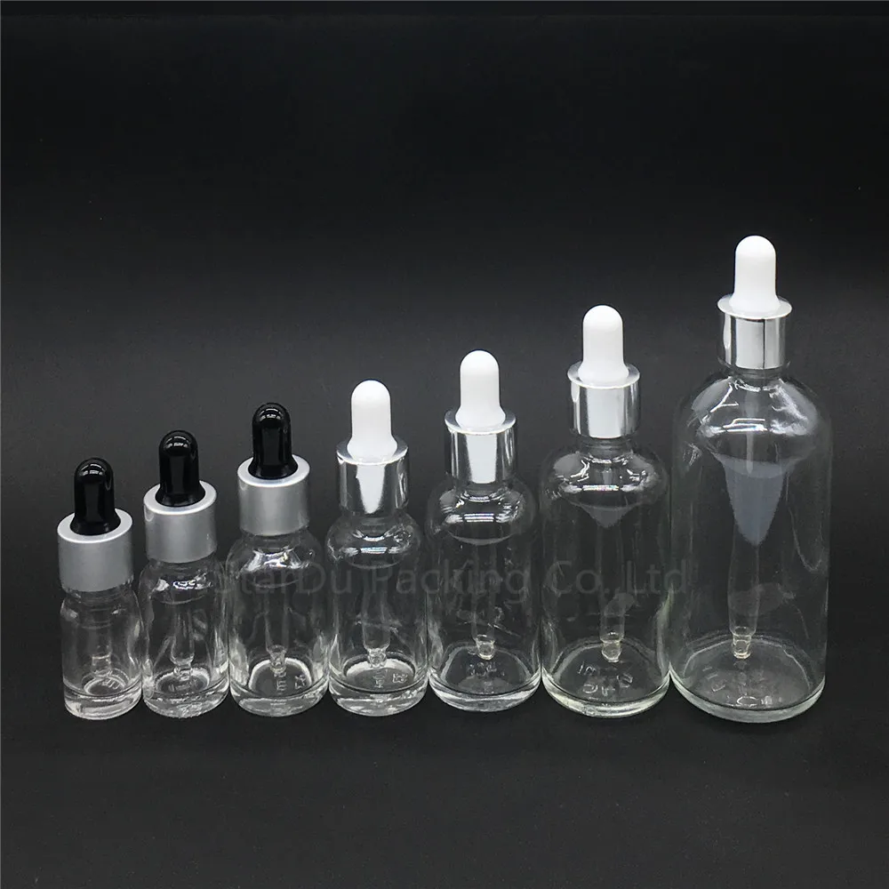 

5ml 10ml 15ml/20ml/30ML/50ml/100ml Reagent Eye Dropper Transparent Glass Aromatherapy Liquid Pipette Bottle Refillable