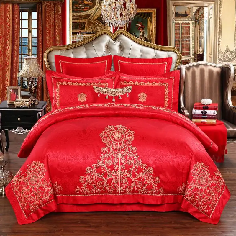 Высококачественный Свадебный Комплект постельного белья с золотой вышивкой