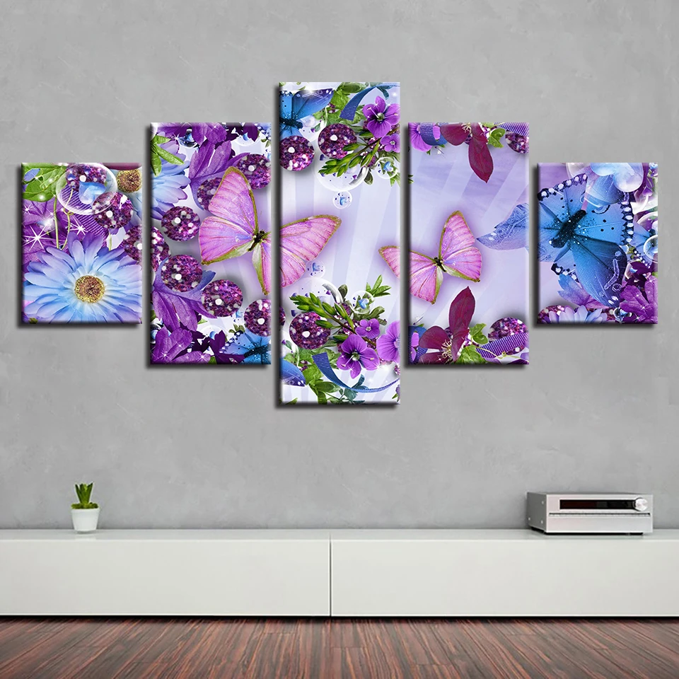 JIE сделать арт Плакаты Decor Фотографии Framework HD печати 5 шт. красивая бабочка и