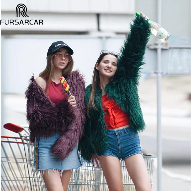 Женская меховая куртка FURSARCAR осенне зимняя Короткая Меховая из натуральной