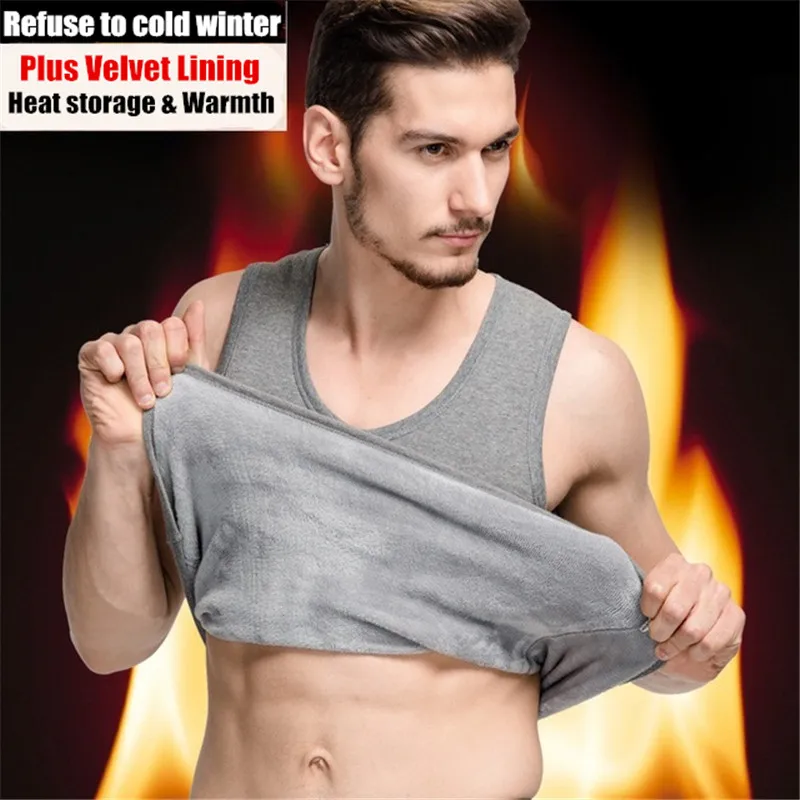 Мужская зимняя теплая жилетка с бархатом и боди топы хлопковой подкладкой