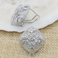 top quality rhinestone crystal inlay silver color stud earrings for women gifts carved flower 1919mm charming jewelry b2821