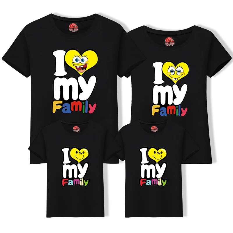 Jargazol/одинаковые комплекты Рубашки с надписью I Love Family Повседневная футболка