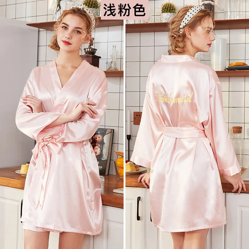 2019 сексуальный розовый банный халат для свадьбы невесты подружки с буквами