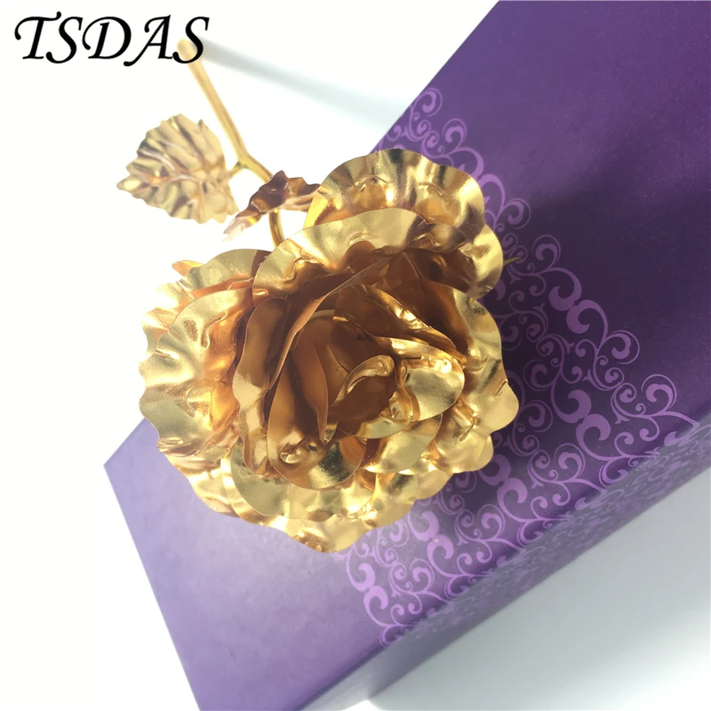 Подарок на день Святого Валентина золотая фольга роза цветок ручной работы