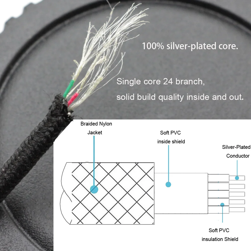 Посеребренный сменный аудиокабель для Bose Comfort 15 QC15 QC QC2|silver plated cable|audio cablereplacement audio