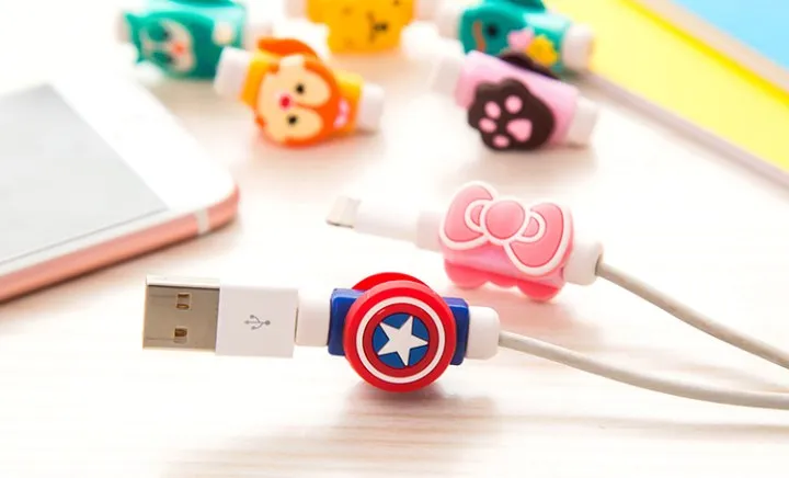 2 комплекта мультяшное USB зарядное устройство протектор для кабеля передачи данных зарядная линия для мобильного телефона USB кабель Защита намотки кабеля