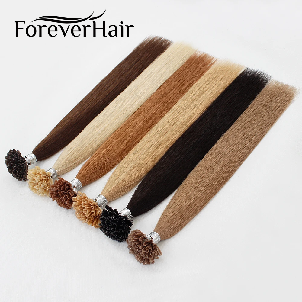 FOREVER HAIR-Extensión de cabello humano con queratina, cápsula Remy de 0,8 g/h, 16, 18 y 20 pulgadas, fusión de colores, 100 s/pack, envío rápido por DHL