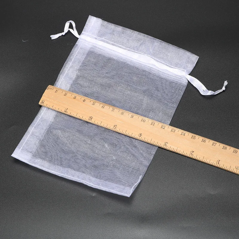 20 шт. подарочные пакеты из белой органзы на шнурке мешочки с завязками конфетные