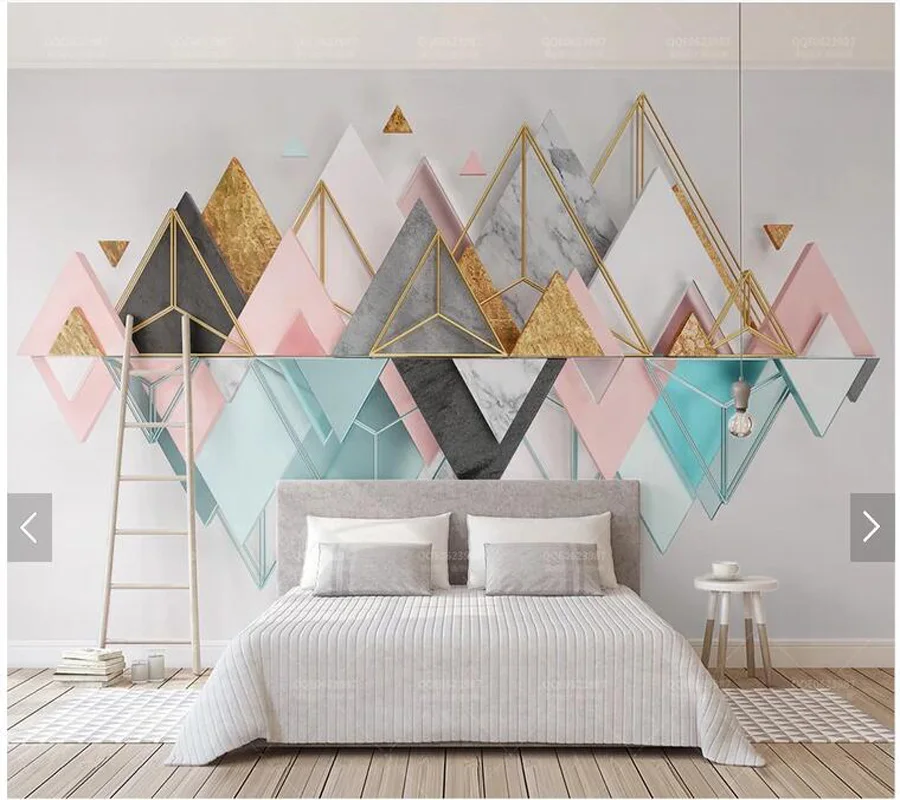 

Custom 3D papel de parede, geometric triangular fresco for living room bedroom sofa background home decor wallpaper