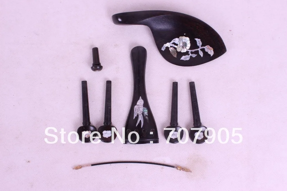 New 4/4 violin parts ebony Inlay peg chinrest tailpiece tail gut endpin #W8 | Спорт и развлечения