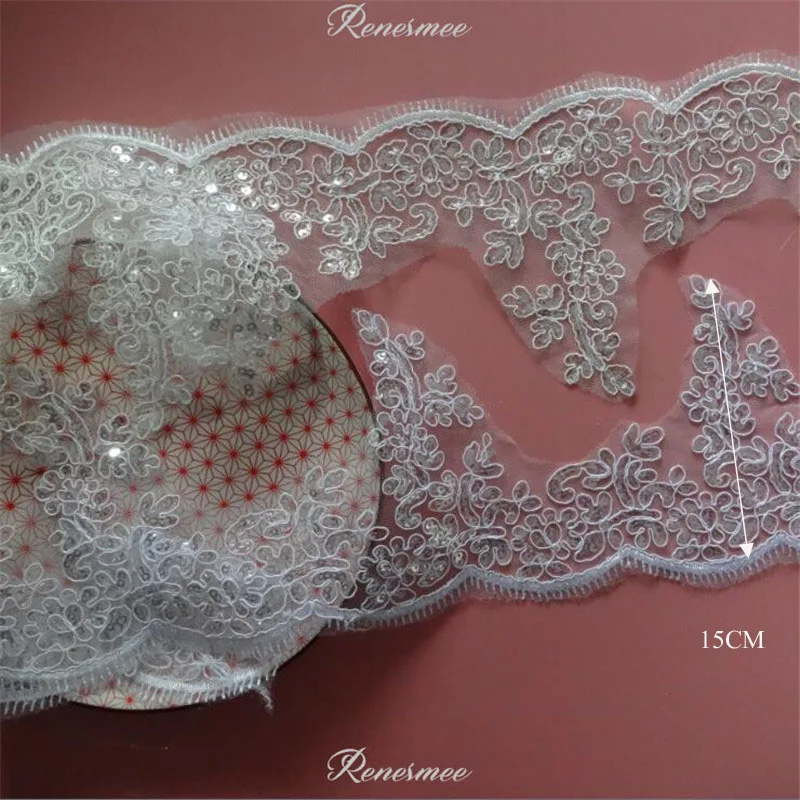 Нежный 1 м белый/цвет слоновой кости блестки ткань цветок Венецианская магнитная