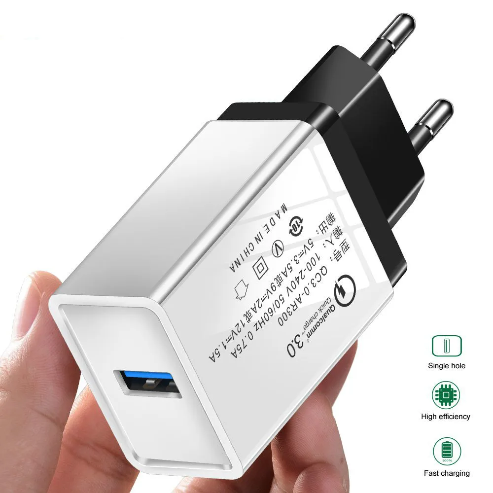 Быстрое зарядное устройство 3 0 5 V/3A USB для iPhone XS 7 8 QC EU быстрое настенное Samsung Xiaomi mi9