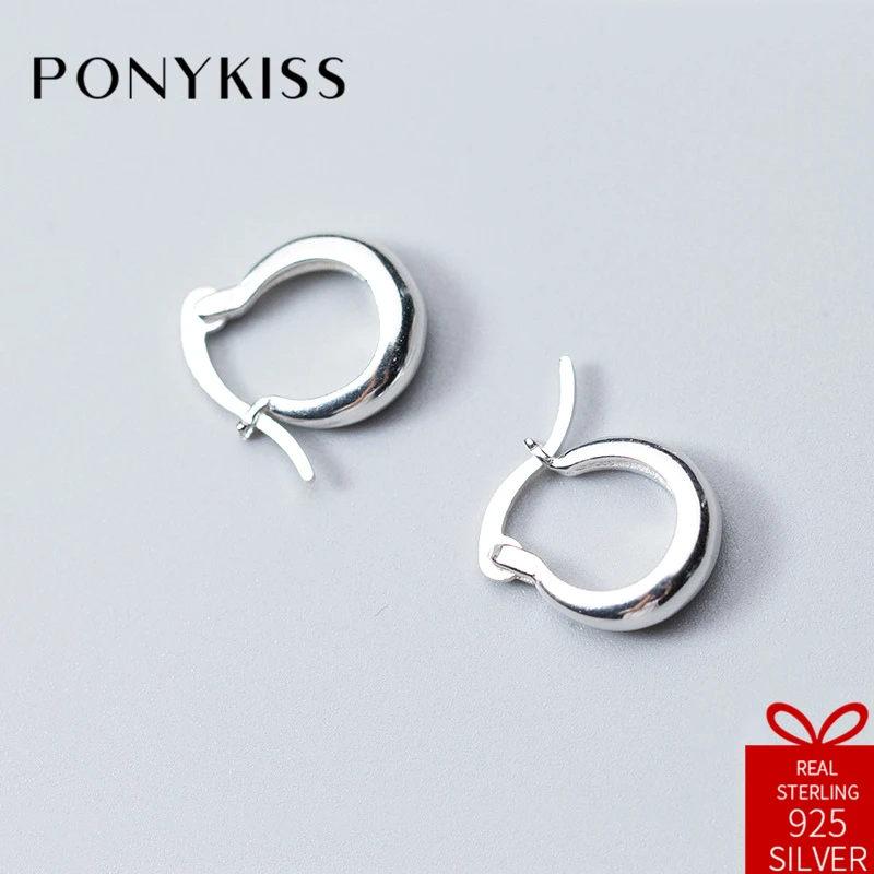 Серьги кольца PONYKISS из серебра 925 пробы геометрической формы для