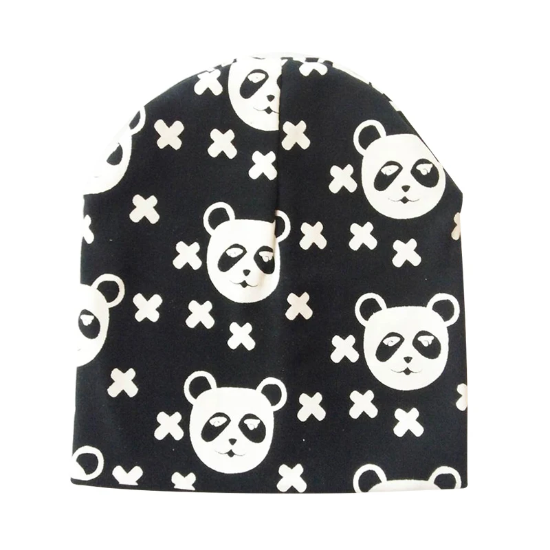 x and panda Брендовая детская шапка, вязаные хлопковые детские шапки с рисунком медведя и Бэтмена для мальчиков и девочек, детские шапки на весну, осень и зиму, детская шапочка - Цвет: x and panda