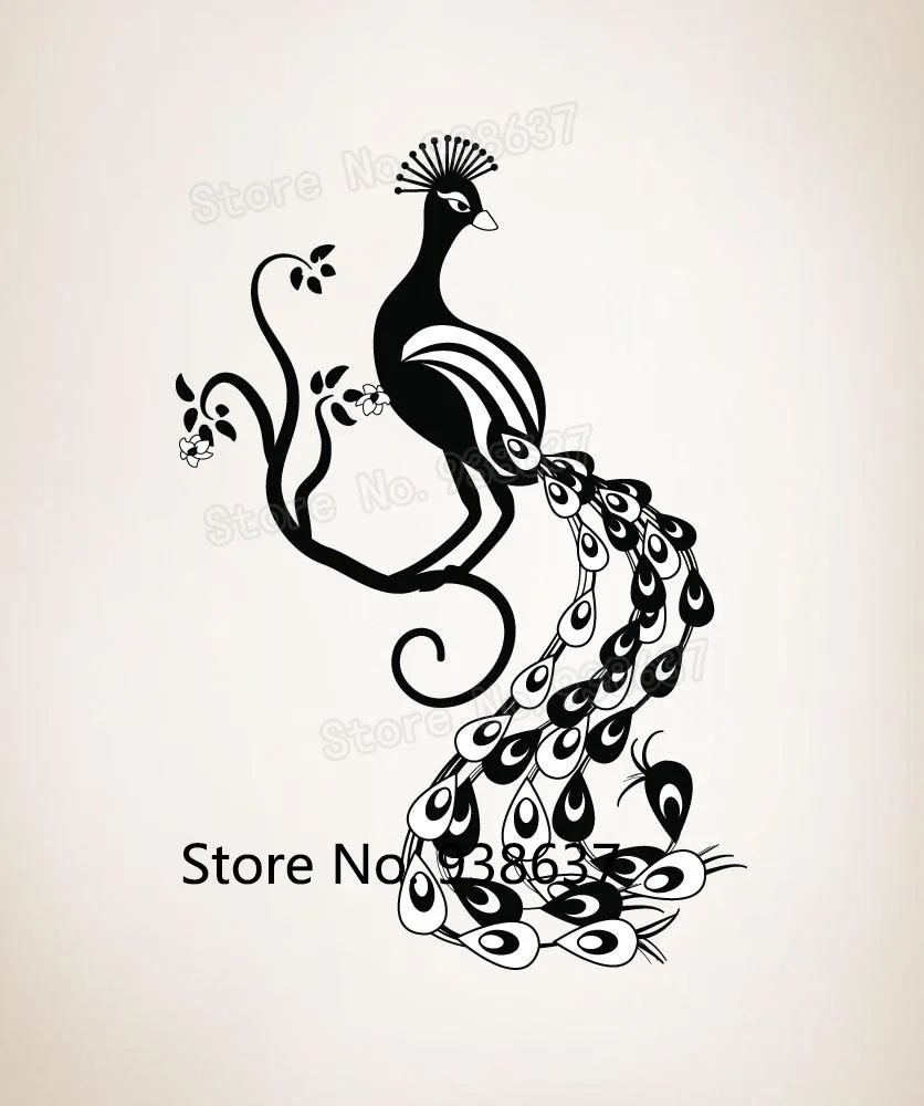 Peacock Vinyl Wall Stickers Home Decor Living Room Animal Decals House Decorate Removable Art Sticker Wallpaper Mural ZB521 | Дом и сад