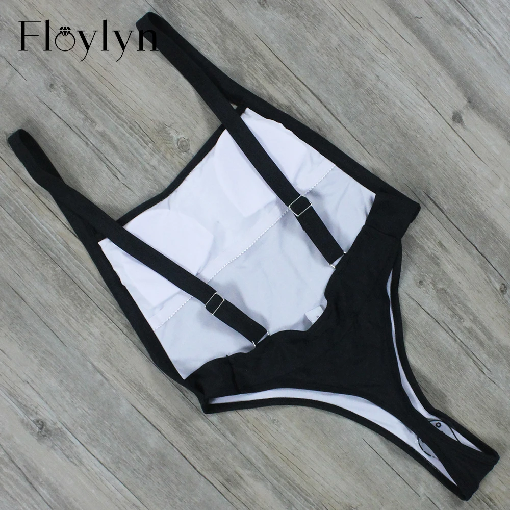 Floylyn черные бразильские стринги с высокой посадкой Цельный купальник для женщин