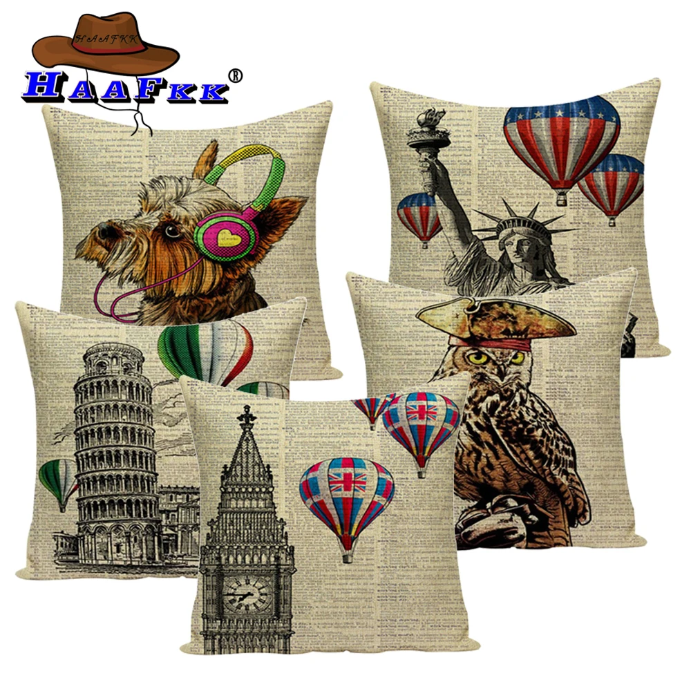 

Набор подушек шотландского терьера с принтом животных, домашнее художественное украшение, подарочный набор подушек, льняной хлопок 45x45 см, ...