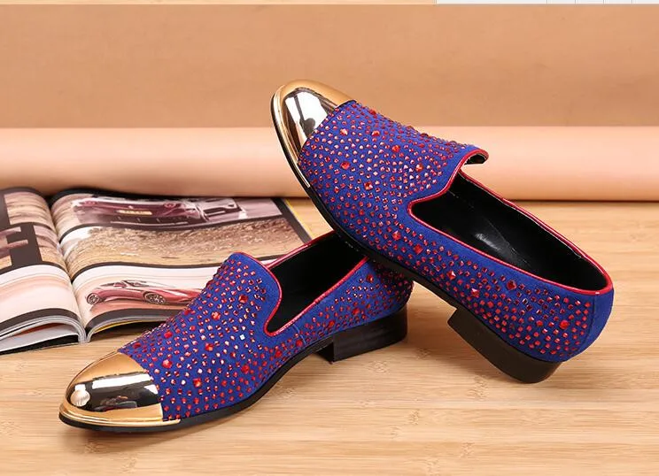 

Мужские лоферы ручной работы CH.KWOK, модные кожаные туфли с золотым носком и фиолетовыми вставками, мужские туфли на плоской подошве для вечер...