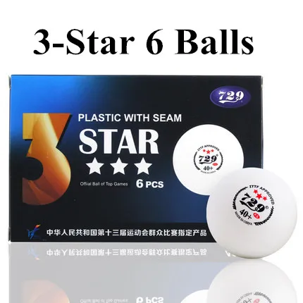 6BALLS White 729 Дружба 3 звезды 3 звезды пластик 40+ мяч для настольного тенниса прошитый материал АБС поли шарики для пинг-понга ITTF одобренные оптовые продажи - Цвет: 6BALLS White