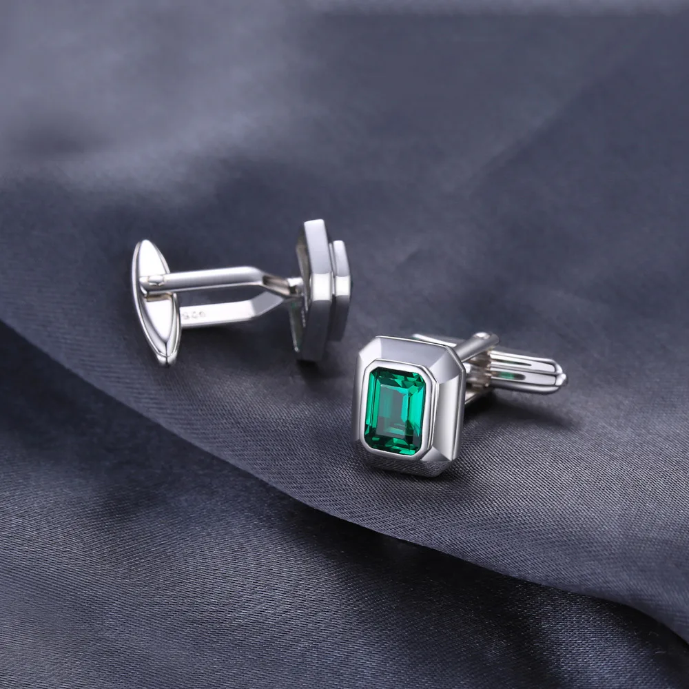 JewelryPalace Men 4ct Created Emerald Cufflinks Genuine 925 Sterling Sliver for Fine Jewelry Brand |