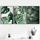 Настенная живопись, свежие постеры и принты зеленый, с большими листьями в скандинавском стиле, тропические растения, настенные картины для гостиной