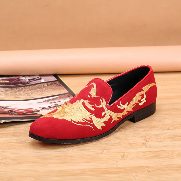 

British Style Men Loafer Leather shoes Slip On Business Shoes 2019 Red Shoes