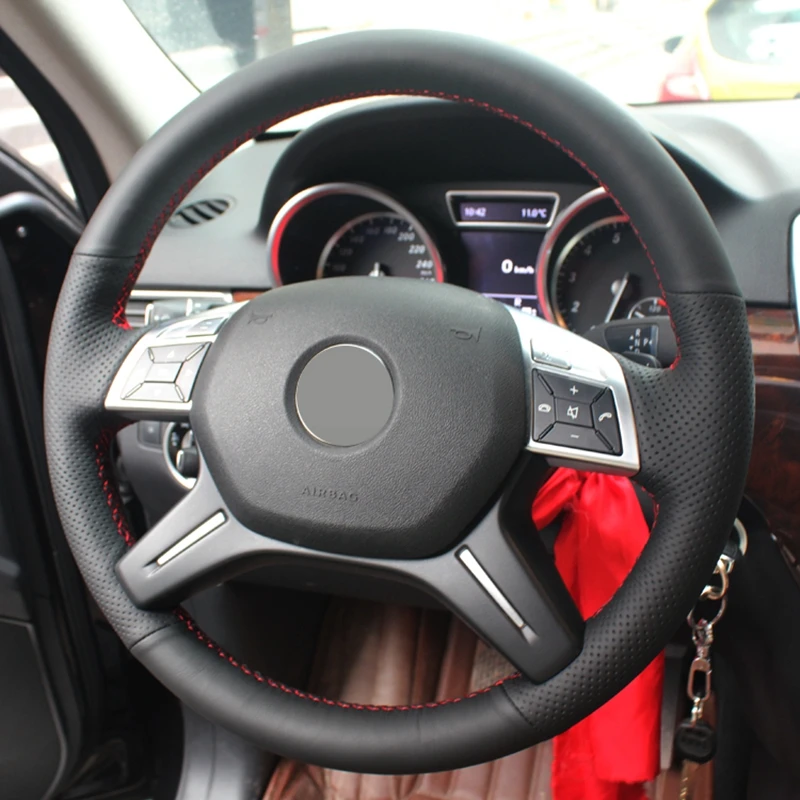 GNUPME Hand sewing Artificial Leather Black Steering Wheel Cover for Mercedes Benz C180 C200 C260 E200 E260 ML320 ML360 ML400 | Автомобили