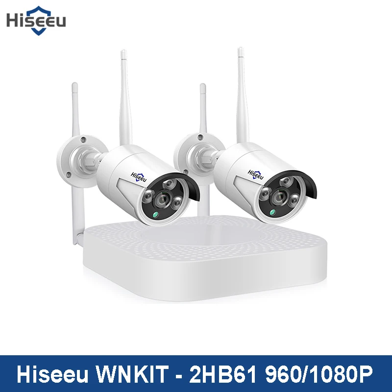 Hiseeu Wifi система камер домашней безопасности 4CH 1080P CCTV NVR комплект 2 шт 960 P/1080 P