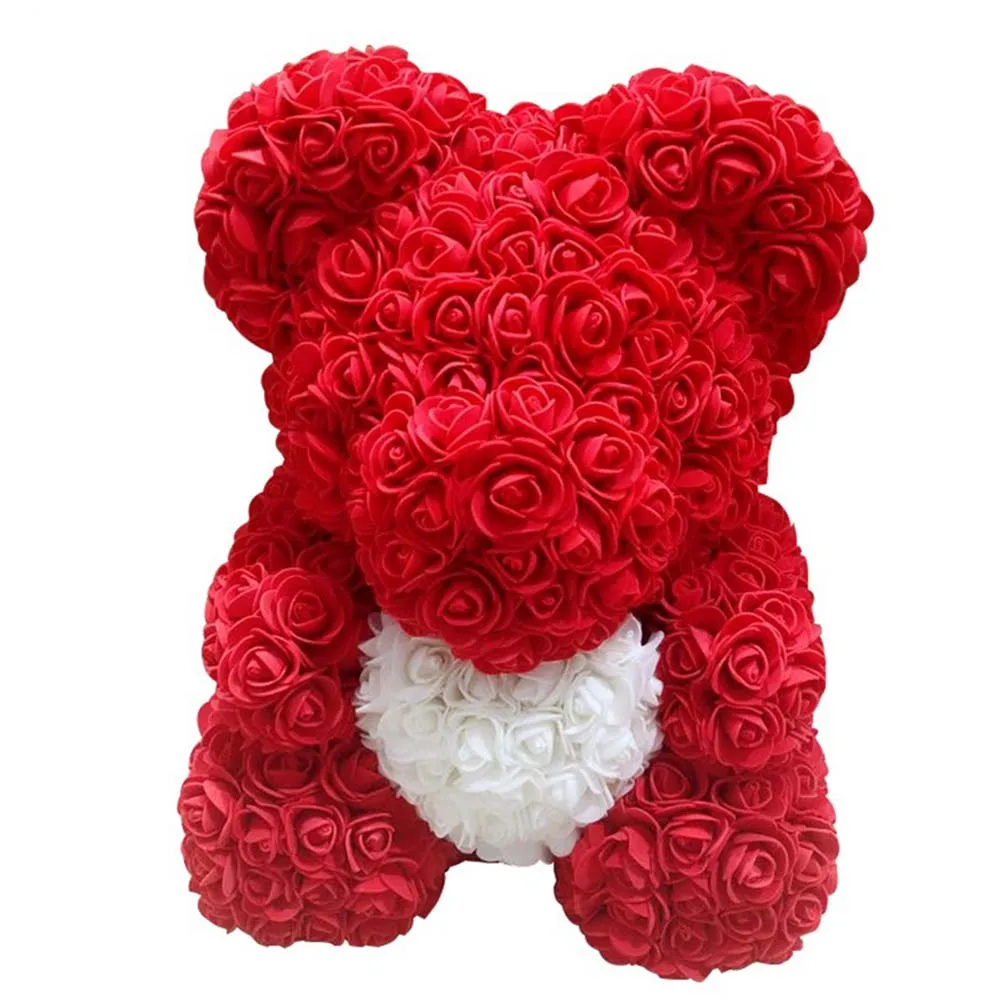 

Lovely Big Red Rose Flower Bear Toys Ornaments Gifts for Valentines's Day 25cm -Drop