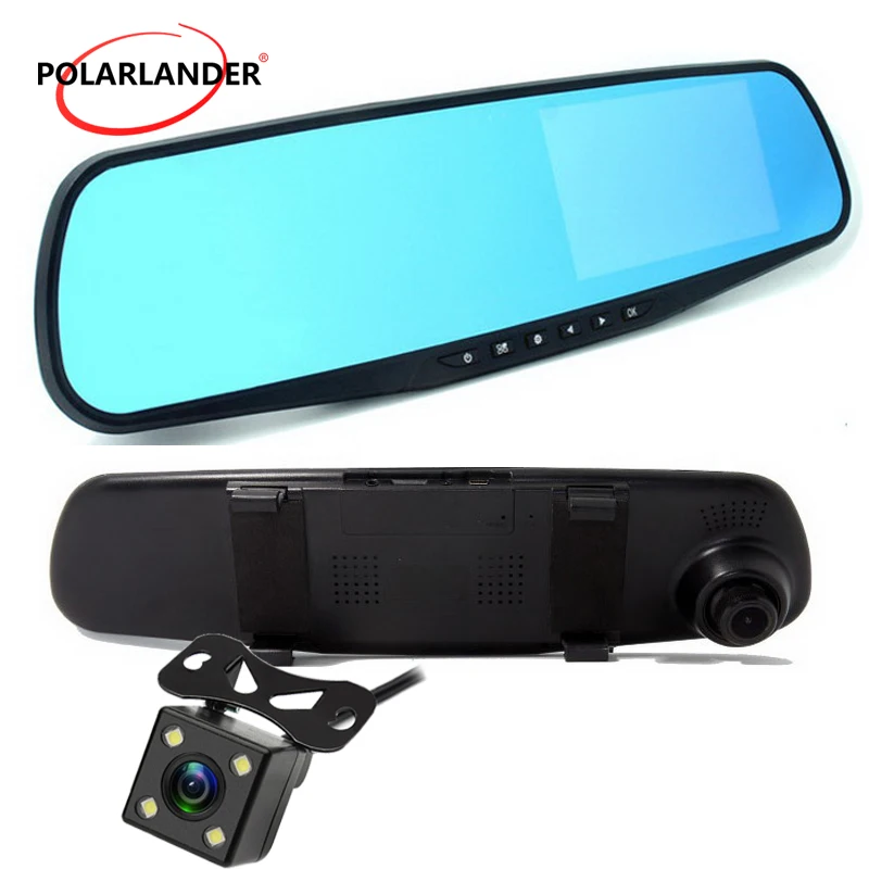 

4.3" DVR 1080P Rearview Mirror Back Mirror Full Car Rear Camera Dual Lens Dash Cam Driving Video Recorder Video Night Vision